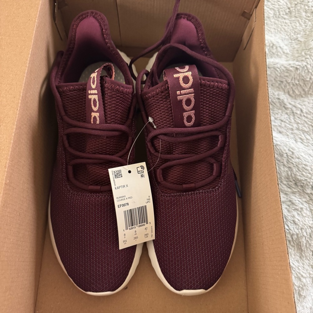 Adidas Kaptir X Burgundy Athletic Shoes
